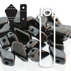 9x5mm 2-Hole Czech Kite Beads - Jet Gunmetal - 24gm