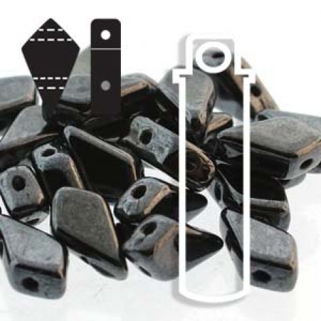 9x5mm 2-Hole Czech Kite Beads - Jet Gunmetal - 24gm 9x5mm 2-Hole Czech Kite Beads - Jet Gunmetal - 24gm