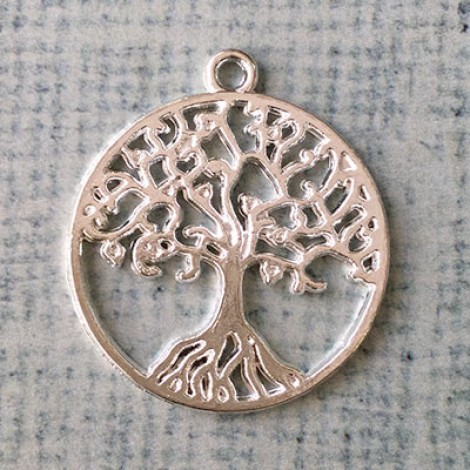 25x29mm Bright Silver Plated Tree of Life Pendant