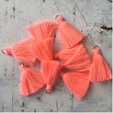 30mm Cotton Mini Tassels with Gold Jumpring - Pack of 10 - Sherbert/Gold