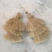 35mm Three Tier Mini Cotton Tassels with Loop - Beige - 1 pair 35mm Three Tier Mini Cotton Tassels with Loop - Beige - 1 pair