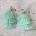 35mm Three Tier Mini Cotton Tassels with Loop - Aqua - 1 pair 35mm Three Tier Mini Cotton Tassels with Loop - Aqua - 1 pair