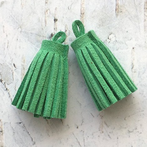 37x10mm Ultrasuede Tiny Tassels with Loop - Soft Emerald Green - Per Pair 37x10mm Ultrasuede Tiny Tassels with Loop - Soft Emerald Green - Per Pair