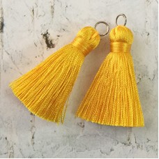 40mm Silk Tassels with Silver Jumpring - Sunflower - 1 pair