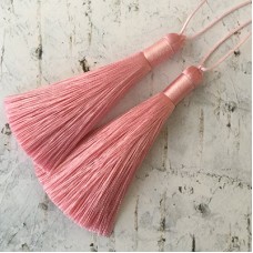 80mm Thick Bound Long Silk Tassels with Cord - Light Pink - Per Pair