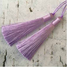 80mm Thick Bound Long Silk Tassels with Cord - Lavender - Per Pair