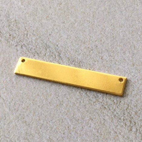 6x35mm 18ga Gold Plated 2-Hole Rectangle Pendant Bar Blanks - Each