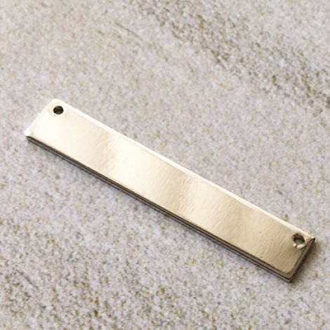 6x35mm 18ga Silver Plated 2-Hole Rectangle Pendant Bar Blanks - Each