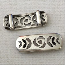 10mm Flat Rose Leather Slider Bar - Antique Silver - Each