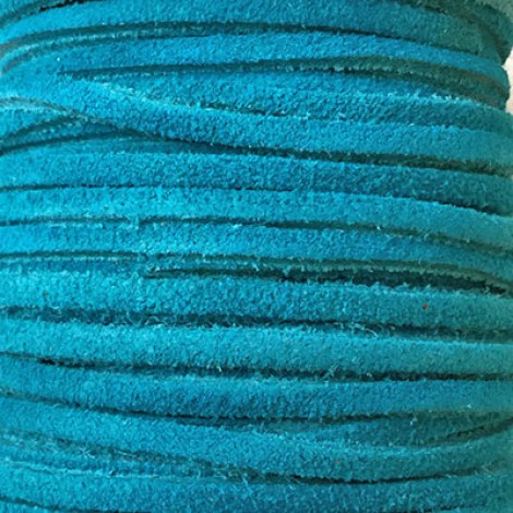 3mm Flat Soft Suede Leather Cord - Turquoise
