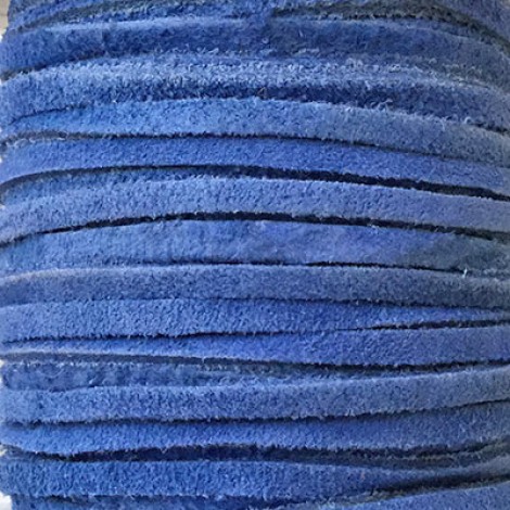 3mm Flat Soft Suede Leather Cord - Sapphire Blue