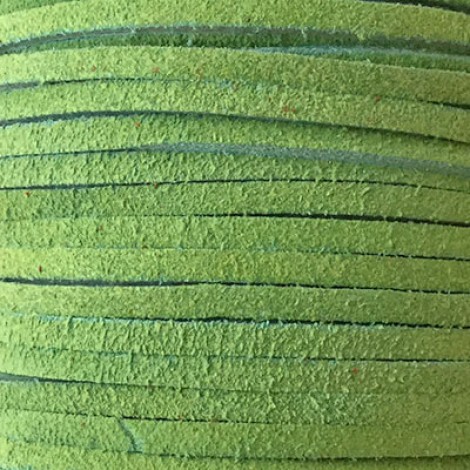 3mm Flat Soft Suede Leather Cord - Light Green