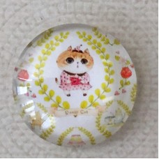 25mm Art Glass Backed Cabochons - Cosmopolitan Cats 7 - Each
