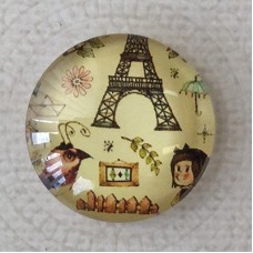25mm Art Glass Backed Cabochons - Cosmopolitan Cats 9 - Each