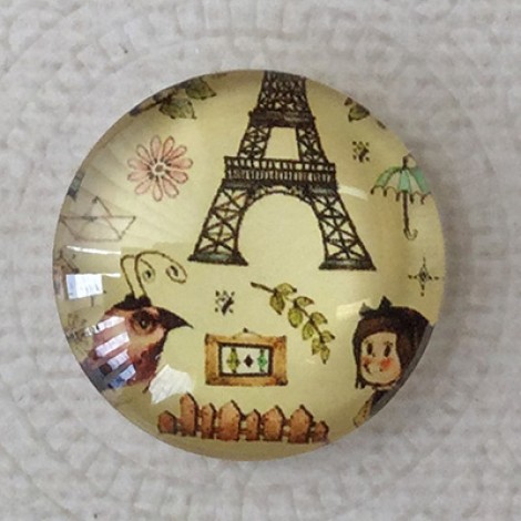 25mm Art Glass Backed Cabochons - Cosmopolitan Cats 9 - Each 25mm Art Glass Backed Cabochons - Cosmopolitan Cats 9 - Each