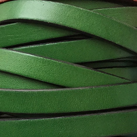 10x2mm Flat Licorice Leather Cord - Emerald Green