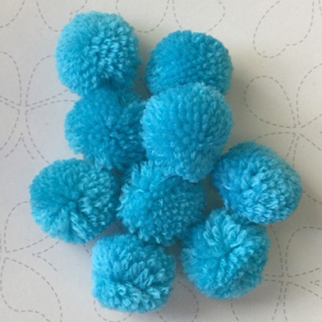 20mm Handmade Cotton Pom-Poms - Turquoise Blue