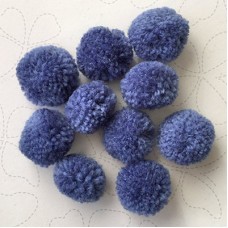 20mm Handmade Cotton Pom-Poms - Slate Blue - Pack of 10