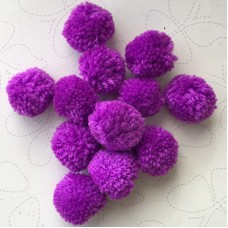 20mm Handmade Cotton Mix Pom-Poms - Mid Purple - Pack of 10