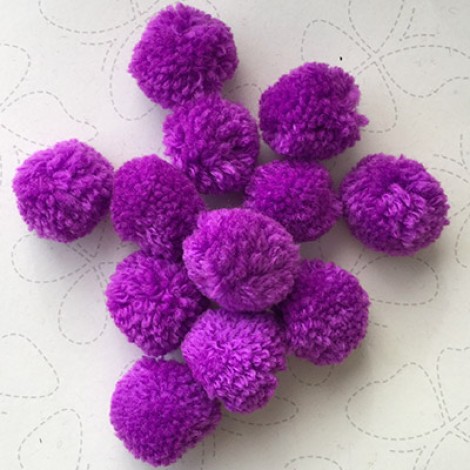 20mm Handmade Cotton Pom-Poms - Mid Purple