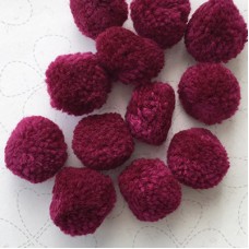 20mm Handmade Cotton Mix Pom-Poms - Burgundy - Pack of 4
