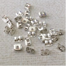 5x6x3mm Silver Plated Nickel Free Butterfly Earring Clutches - Pack of 24 pair