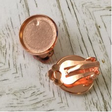Rose Gold Plated Earclips with 12mm ID Cab Setting - Per Pair