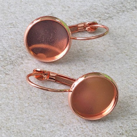 10mm ID Rose Gold Plated Leverback Earring Cab Settings
