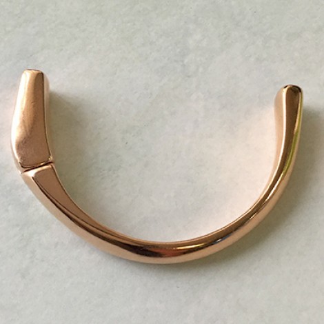 5x2mmID Rose Gold Flat Leather Half Circle Bracelet Magnetic Clasp