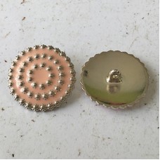 29mm Pink Enamel Silver Florets Wreath Metal Shank Buttons - Each