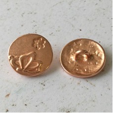 19mm Rose Gold Butterfly & Flower Metal Button with Shank - Each