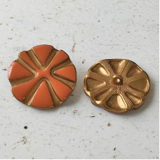 30mm Retro Orange Sun Ray Antique Gold Button with Shank - Each