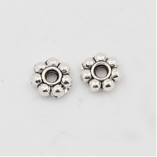 4x1.5mm Antique Silver Plated Alloy Daisy Spacer Beads - Pack of 50