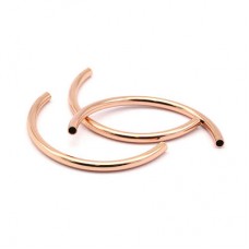 3x35mm Rose Gold Plated Brass Semi Circle Tube Beads - Pack of 2