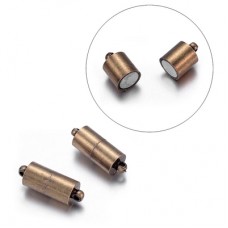 16x6mm Nickel Free Antique Brass Plated Magnetic Clasps - Pack of 2