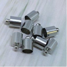 7mm ID Cord End Caps or Tassel Caps - Imitation Rhodium Silver Plated - Pack of 10