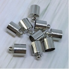 8mm ID Cord End Caps or Tassel Caps - Imitation Rhodium Silver Plated - Pack of 10