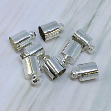 7mm ID Cord End Caps or Tassel Caps - Silver Plated - Pack of 10