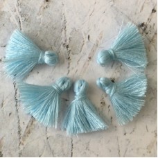 15mm Tiny Cotton Tassels - Light Blue Pack of 10