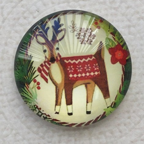 25mm Art Glass Backed Cabochons - Xmas Designs 8 - Each 25mm Art Glass Backed Cabochons - Xmas Designs 8 - Each