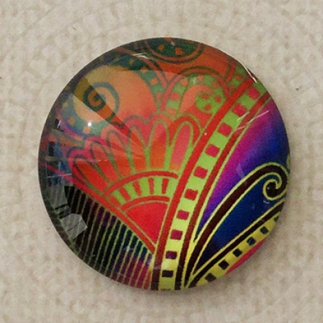 25mm Art Glass Backed Cabochons - Mod 60's Design 1 - Each