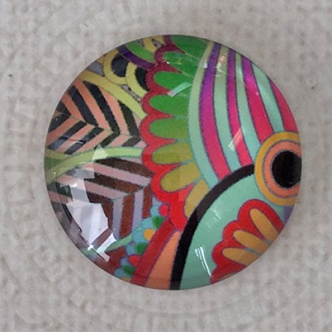 25mm Art Glass Backed Cabochons - Mod 60's Design 10 - Each 25mm Art Glass Backed Cabochons - Mod 60's Design 10 - Each