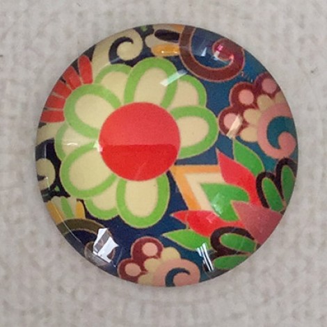25mm Art Glass Backed Cabochons - Mod 60's Design 11 - Each 25mm Art Glass Backed Cabochons - Mod 60's Design 11 - Each