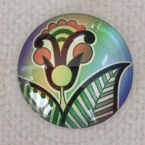 25mm Art Glass Backed Cabochons - Mod 60's Design 12 - Each 25mm Art Glass Backed Cabochons - Mod 60's Design 12 - Each