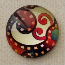 25mm Art Glass Backed Cabochons - Mod 60's Design 4 - Each