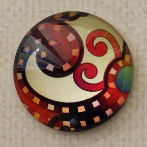 25mm Art Glass Backed Cabochons - Mod 60's Design 4 - Each