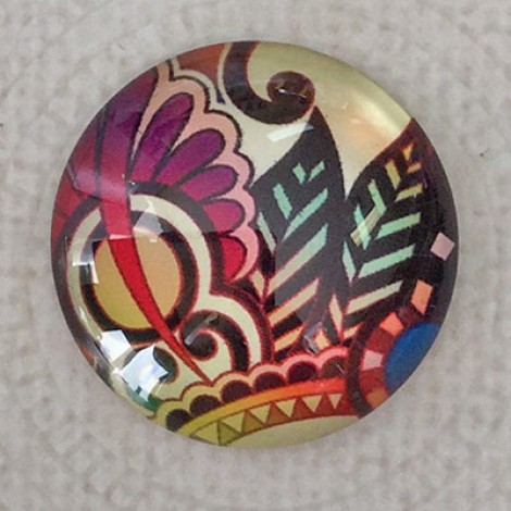 25mm Art Glass Backed Cabochons - Mod 60's Design 5 - Each 25mm Art Glass Backed Cabochons - Mod 60's Design 5 - Each