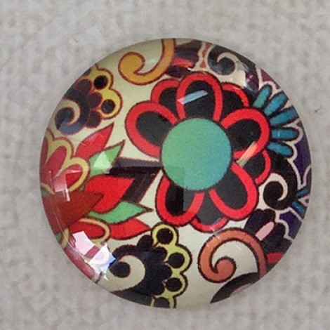 25mm Art Glass Backed Cabochons - Mod 60's Design 6 - Each