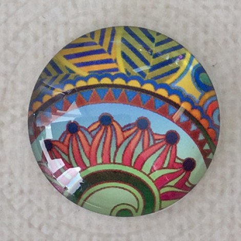 25mm Art Glass Backed Cabochons - Mod 60's Design 8 - Each 25mm Art Glass Backed Cabochons - Mod 60's Design 8 - Each