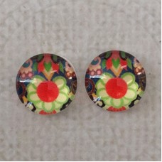 10mm Art Glass Backed Cabochons - Mod 60's Design 11 - Per Pair